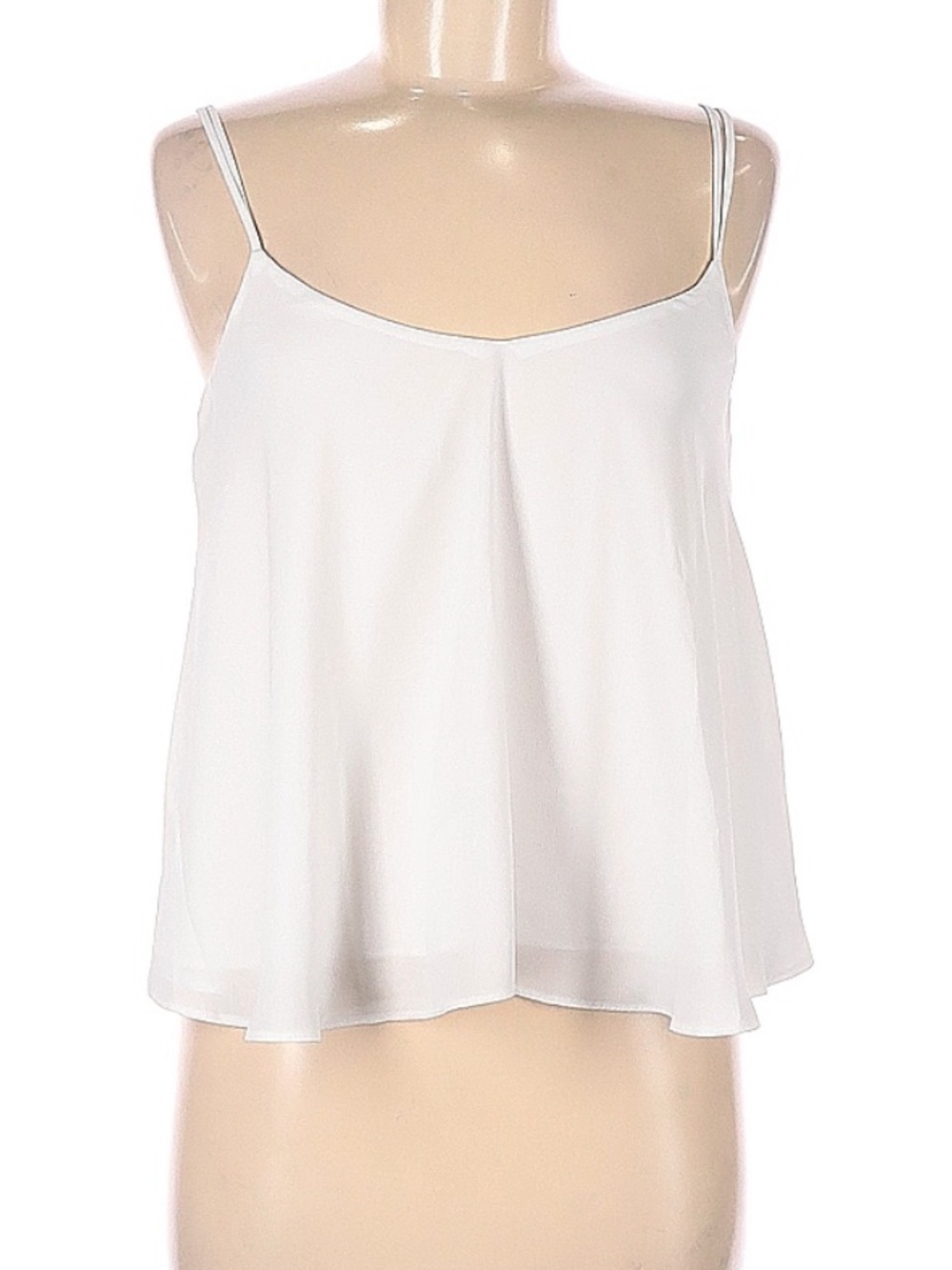 Topshop White Flowy Cami Tank Blouse Size 6 Adjustable Straps Swing Top
